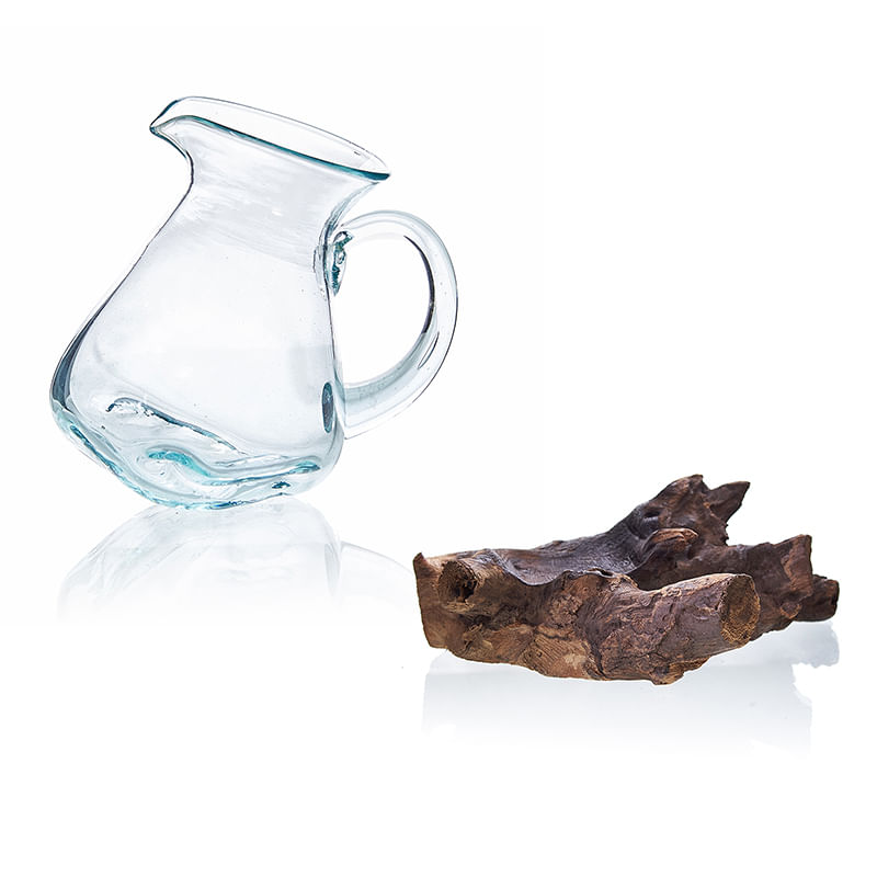 Carafa din Sticla Topita pe Lemn de Gamal, Handmade, 0.6L
