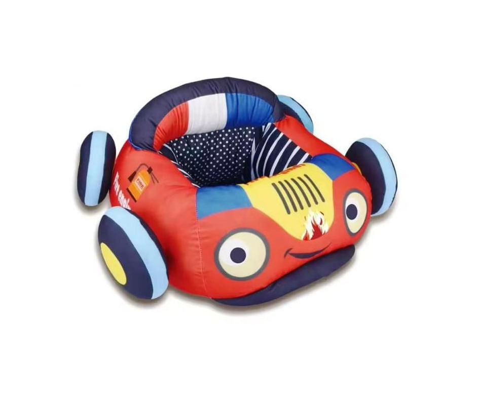 Fotoliu Puf Moale 3in1 pentru Bebelusi, Masina de Pompieri, din Plus, Roti Detasabile, Confortabil pt Sedere, Joaca, +6m — imaginea 4