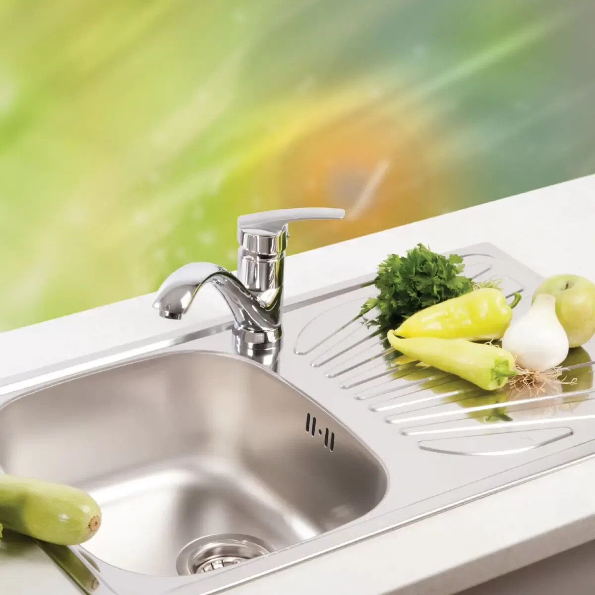 Chiuveta Bucatarie Metalac Luna Flex 1D 770 x 435MM Gaura Sifon 90MM Inox — imaginea 2