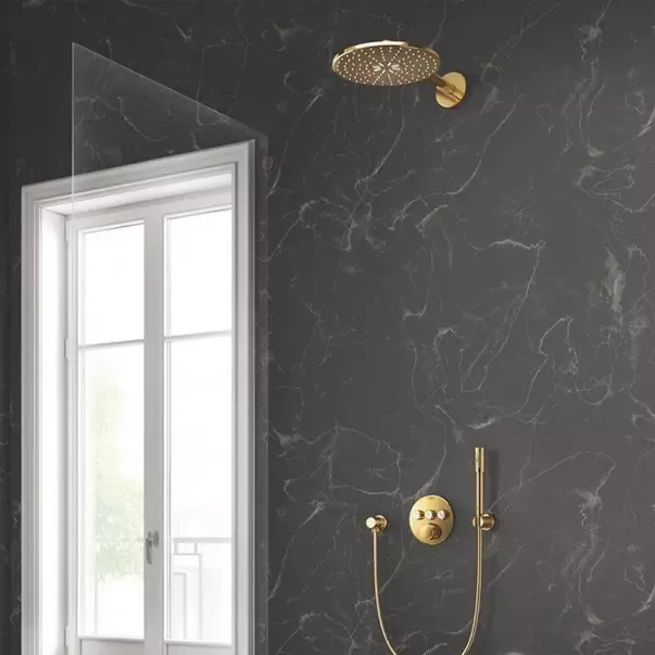 Cot de iesire dus Grohe Rainshower auriu lucios Cool Sunrise — imaginea 4