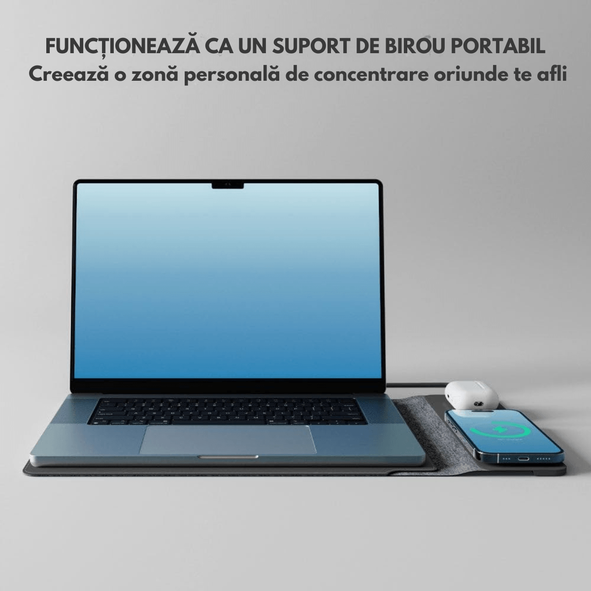 Husa Laptop cu Incarcare dubla Wireless 15W, Protectie 360, Impermeabila, Rezistenta la socuri, 15-16 inch, Pliabil - imagine 4