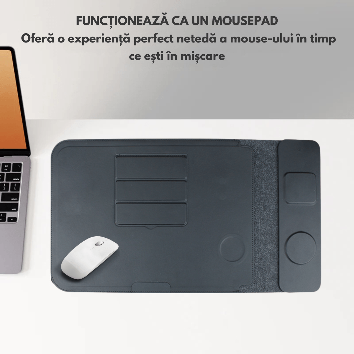 Husa Laptop cu Incarcare dubla Wireless 15W, Protectie 360, Impermeabila, Rezistenta la socuri, 15-16 inch, Pliabil - imagine 6