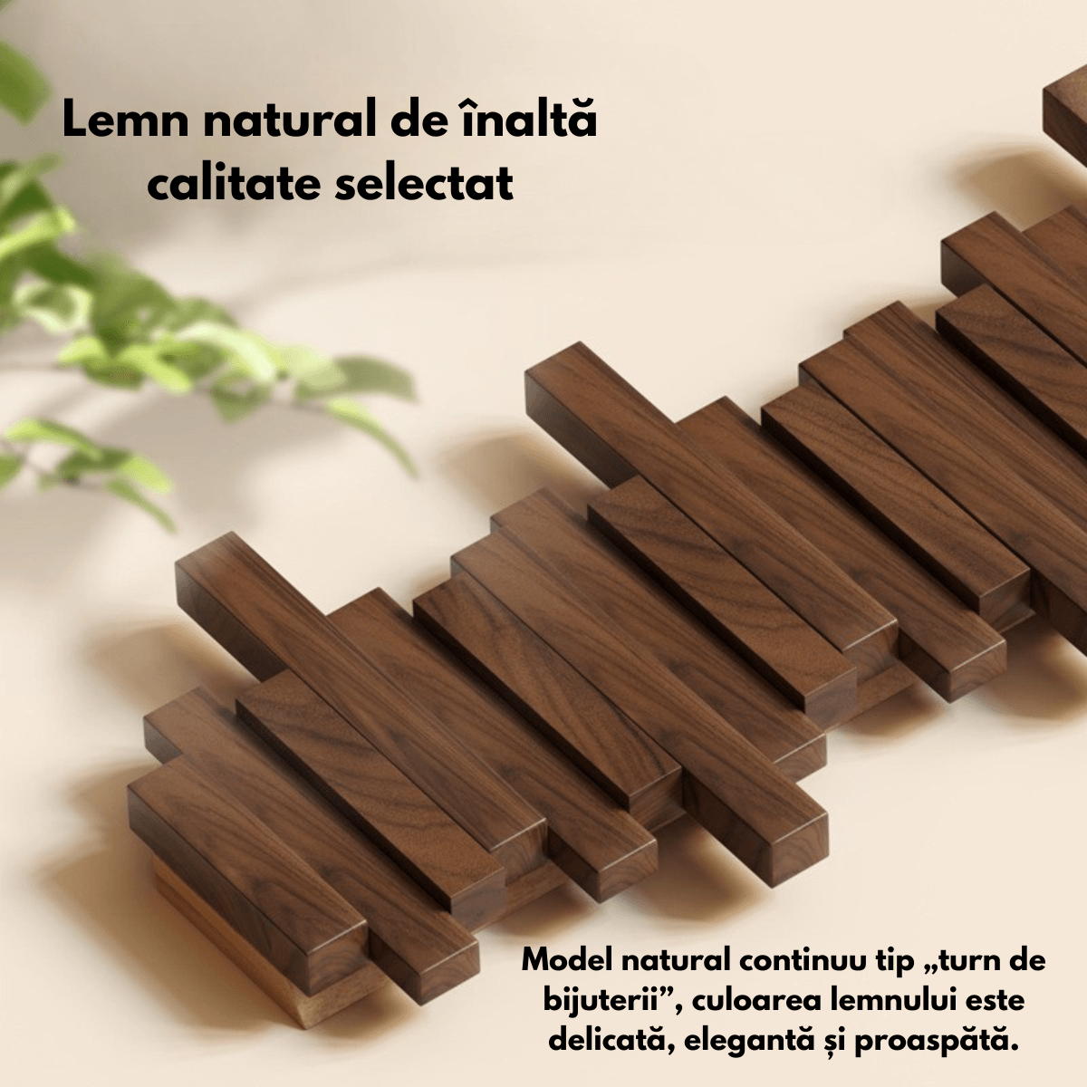 Cuier – Suport perete pentru Haine din Lemn Masiv cu 6 Carlige Ascunse, Design Modern - Montaj Usor, 41x20 CM — imaginea 5