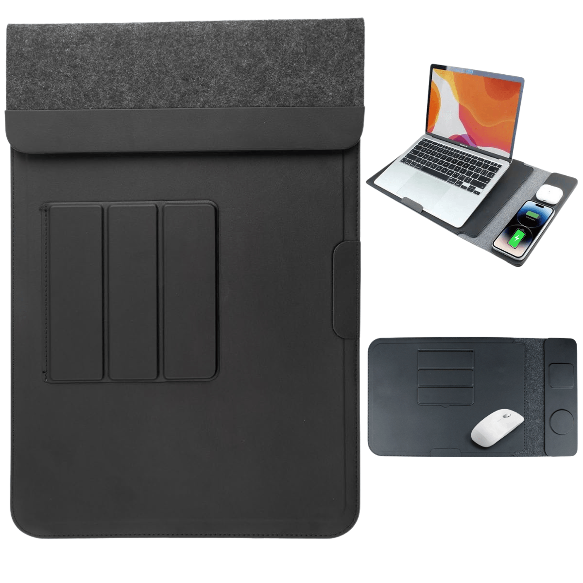 Husa Laptop cu Incarcare dubla Wireless 15W, Protectie 360, Impermeabila, Rezistenta la socuri, 15-16 inch, Pliabil - imagine 7