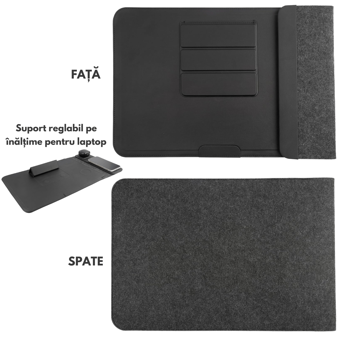 Husa Laptop cu Incarcare dubla Wireless 15W, Protectie 360, Impermeabila, Rezistenta la socuri, 15-16 inch, Pliabil - imagine 8