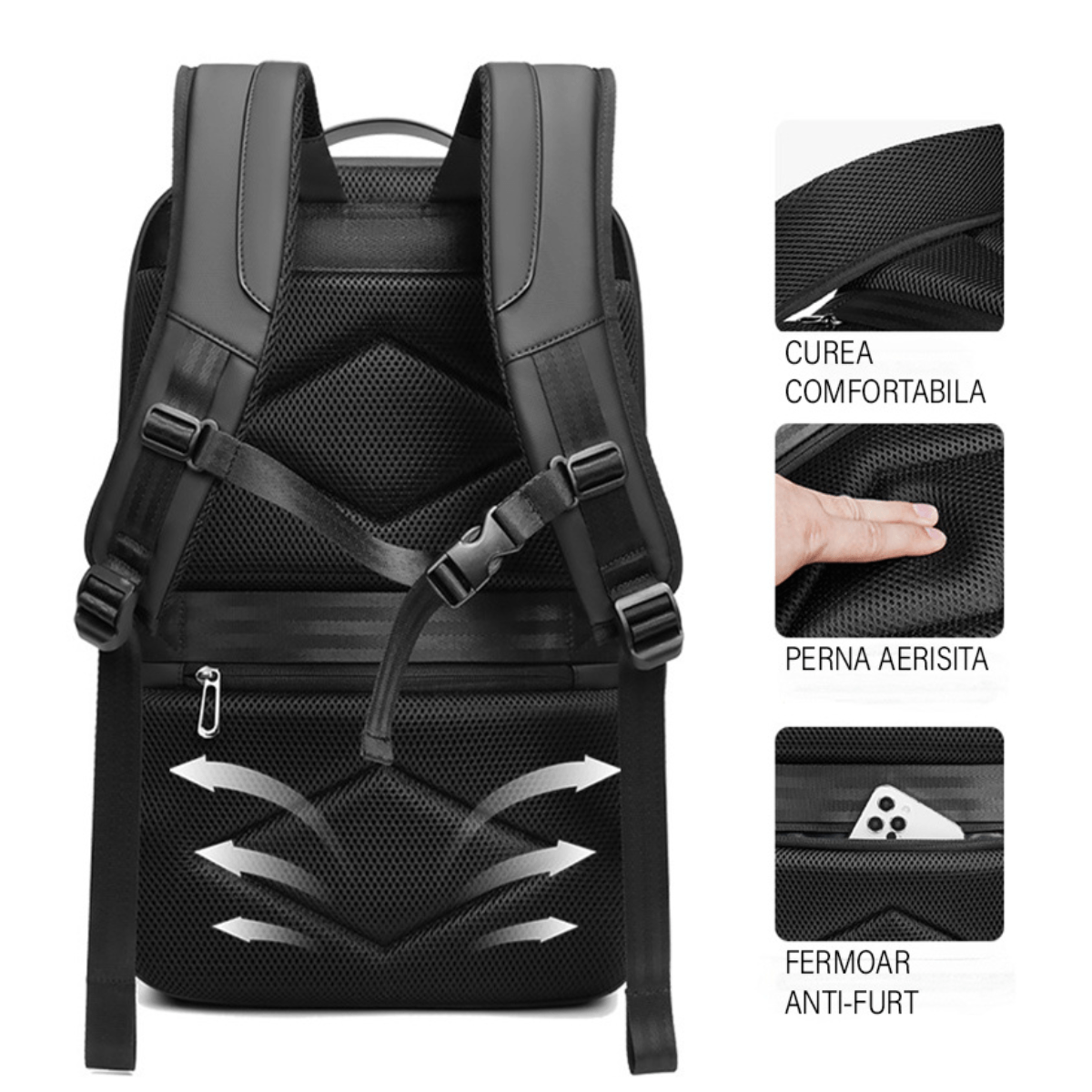 Rucsac elegant impermeabil multifunctional Dasbo®, pentru laptop sau calatorii,rezistent la uzura cu protectie, Antifurt - imagine 9