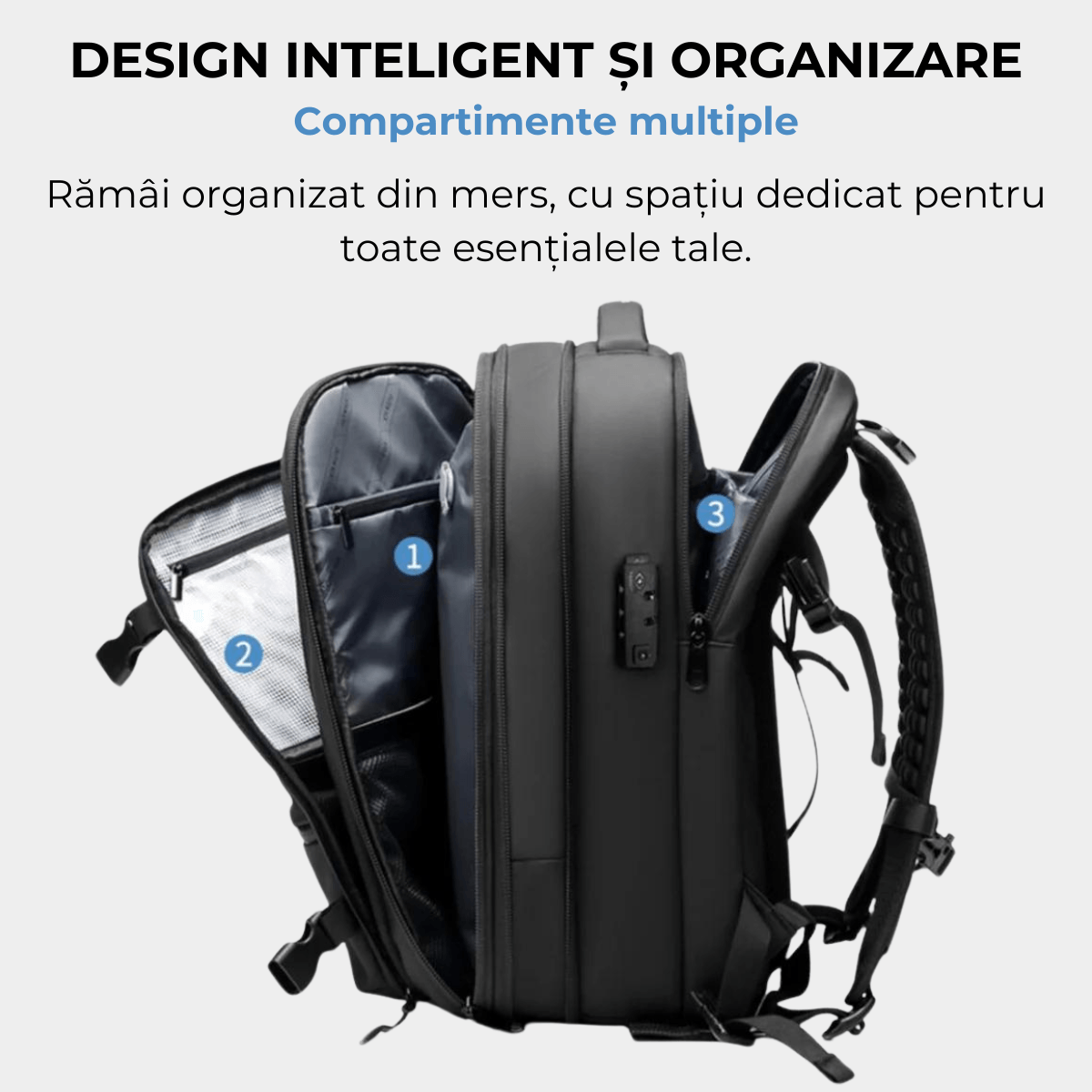 Rucsac de calatorie cu Vacuum DASBO, Bagaj de mana multifunctional, Impermeabil, Extensibil, Multiple compartimente,60 L - imagine 4