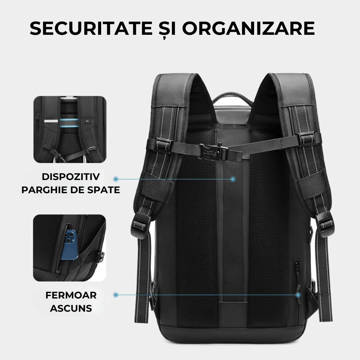 Rucsac de calatorie cu Vacuum DASBO, Bagaj de mana multifunctional, Impermeabil, Extensibil, Multiple compartimente,60 L - imagine 11