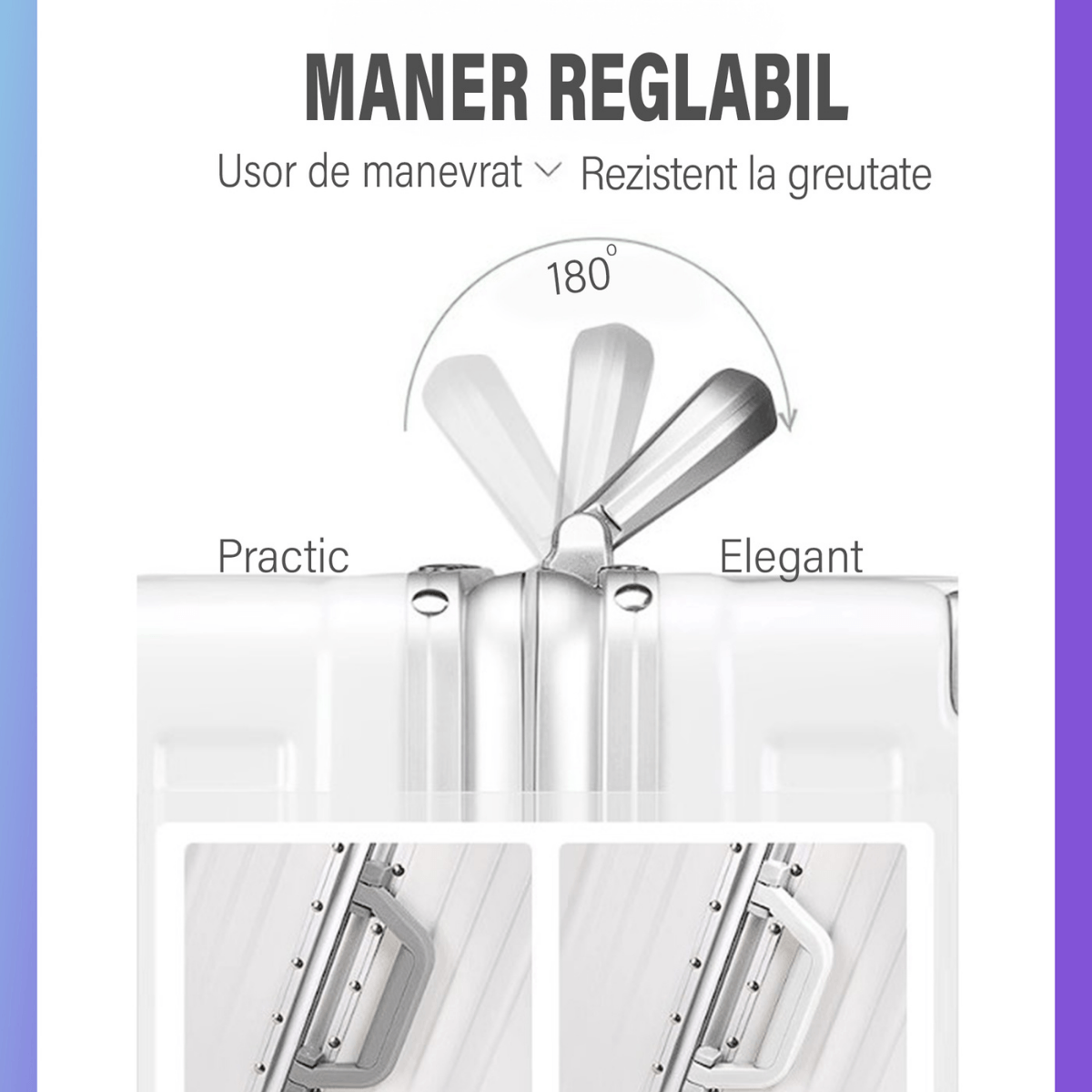 Troler de mana mare pentru Cala Avion, inserti din aluminiu cu suport pentru pahar si port USB incarcare