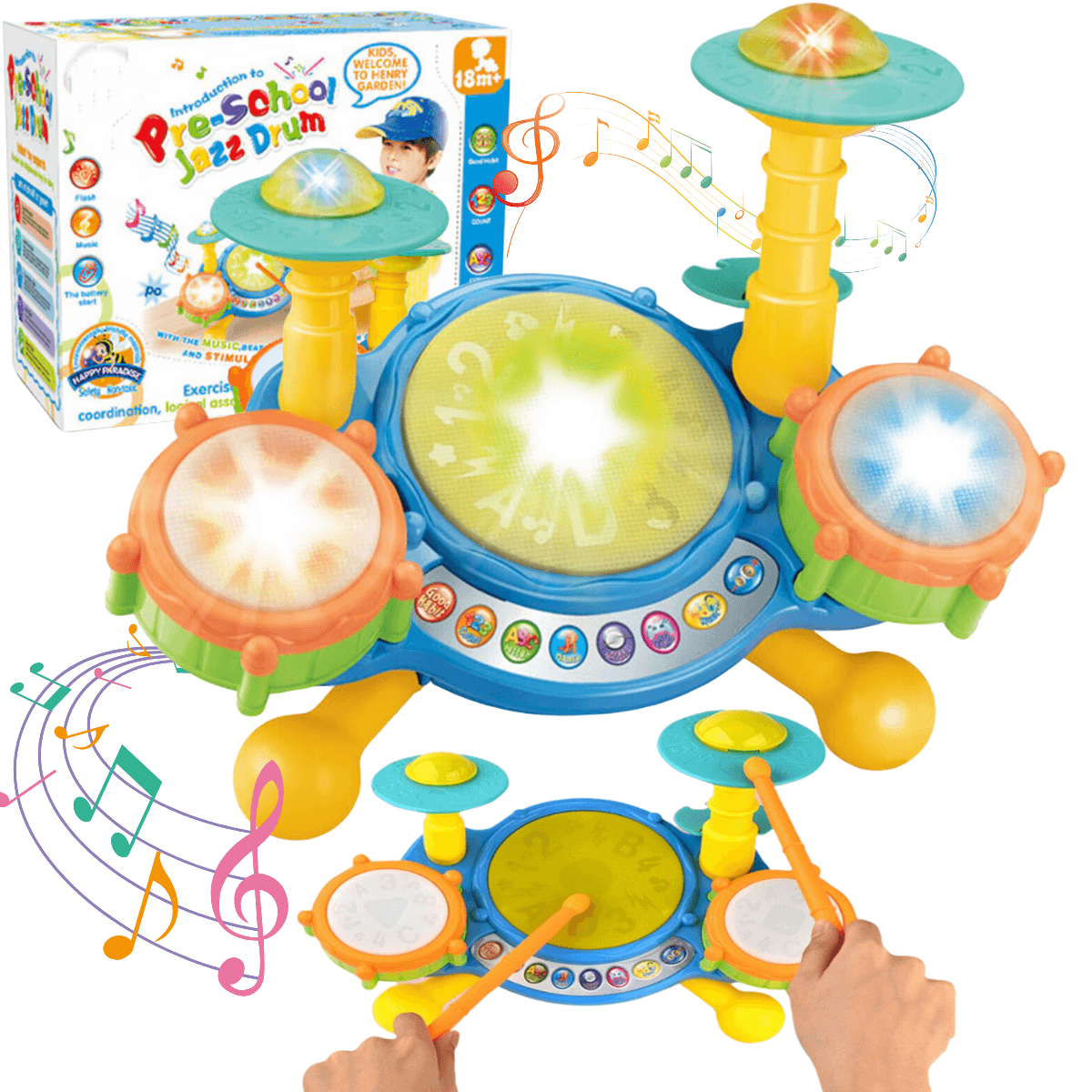 Toba Interactiva cu Lumini colorate, Melodii si Volum ajustabil, Instrument muzical DASBO® de jucarie pentru copii