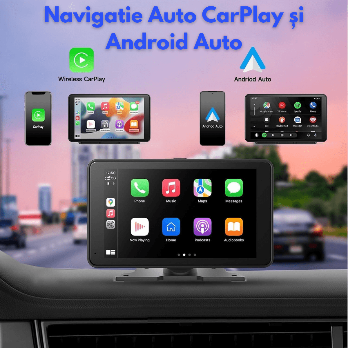 Navigatie Auto Multimedia Universarala Dasbo®, Display 7 inch cu Touch screen, Camera Inregistrare fata 2k+ spate 1080P