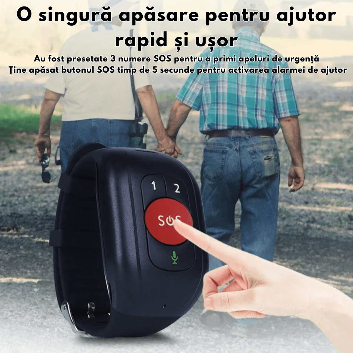 Bratara inteligenta 4G cu buton de panica pentru varstnici, Ceas Smart GPS pentru seniori cu buton SOS, monitorizare - imagine 4