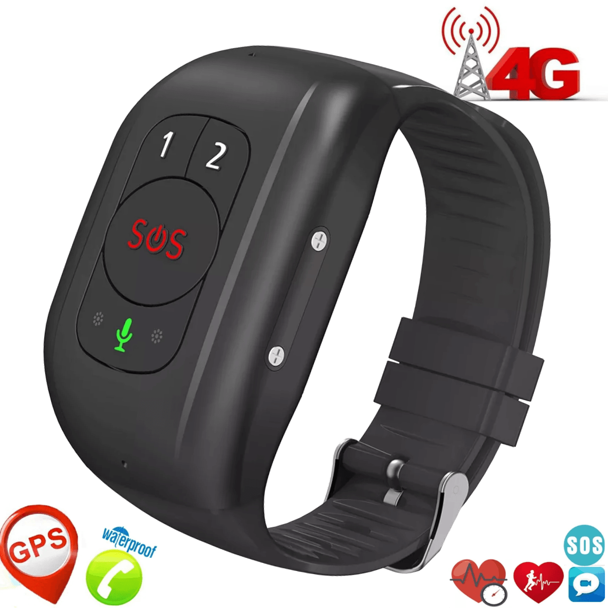 Bratara inteligenta 4G cu buton de panica pentru varstnici, Ceas Smart GPS pentru seniori cu buton SOS, monitorizare - imagine 7