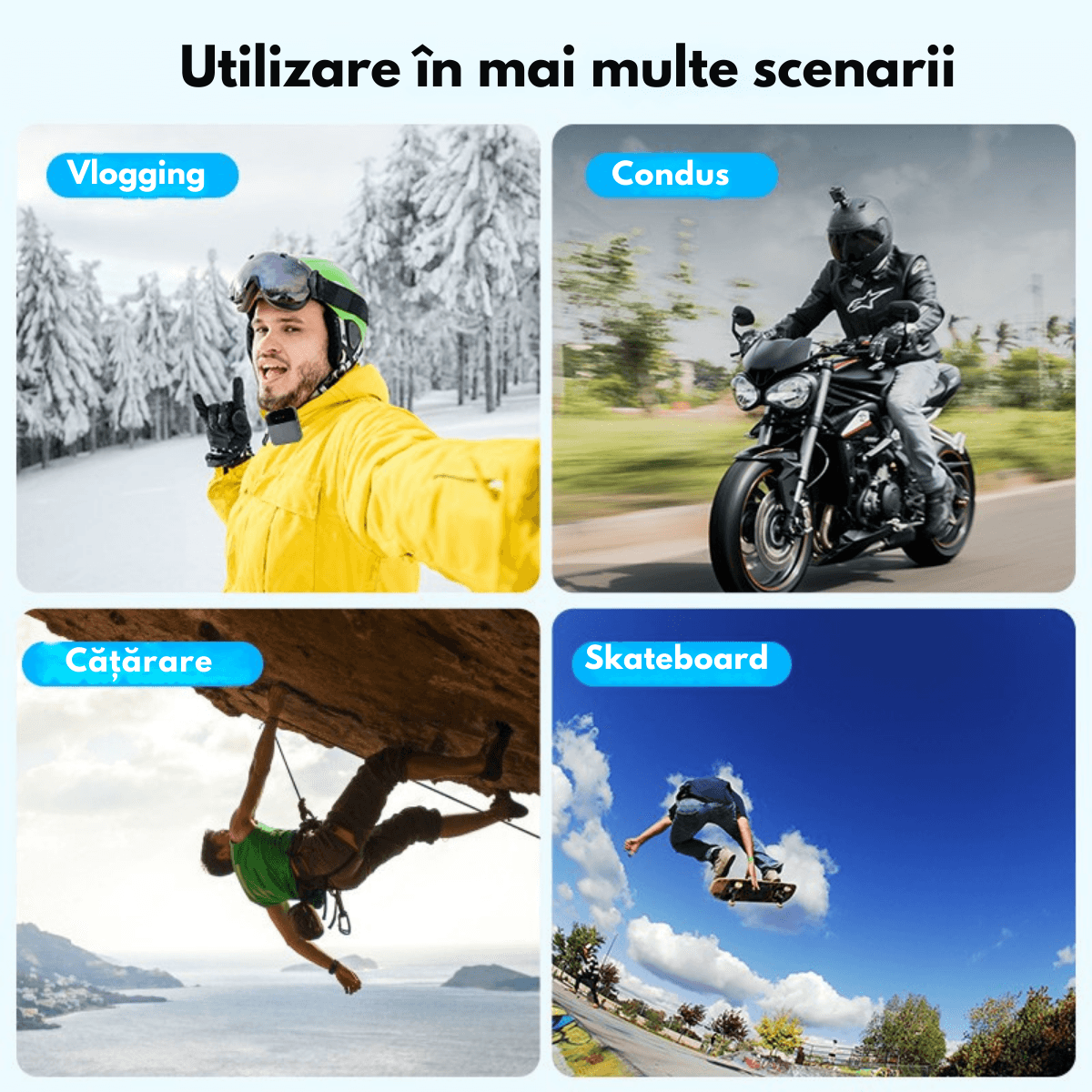 Camera de Actiune 5K Ultra HD, Dasbo®, Ecran Dublu, Wifi + Aplicatie, 48MP, Rezistenta la Apa 30M, Telecomanda