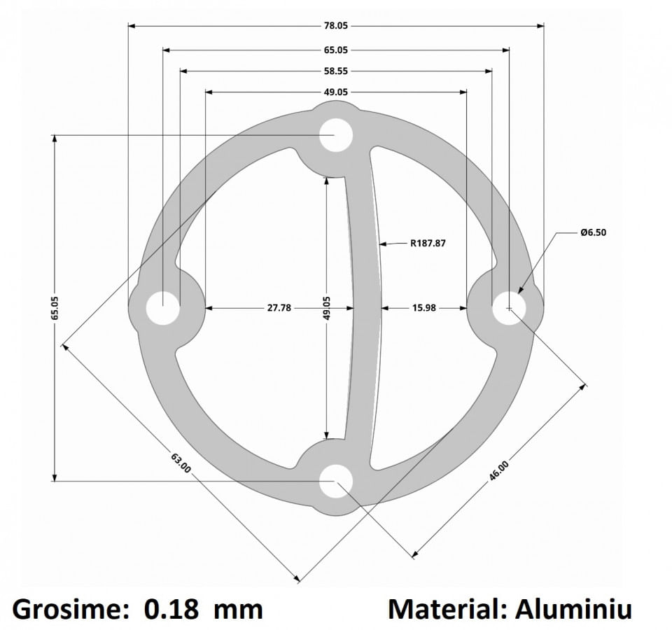 Garnitura aluminiu cilindru cap compresor 51-70mm 65x46mm CH097 Mod.20 65x46mm