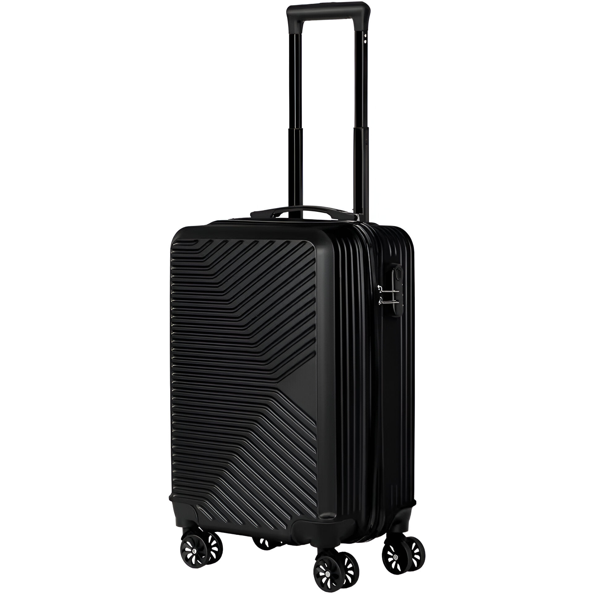 Troler voiaj, 4 roti duble 360 grade, inchidere cifru, ABS, Negru, 33x22x55cm