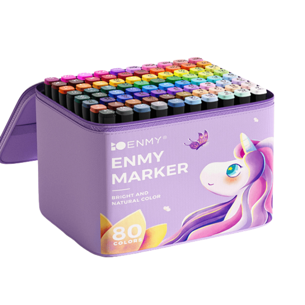 Set 80 de carioci profesionale, cerneala pe baza de alcool, INCO®, multicolore pentru desen, varf dublu subtire si gros