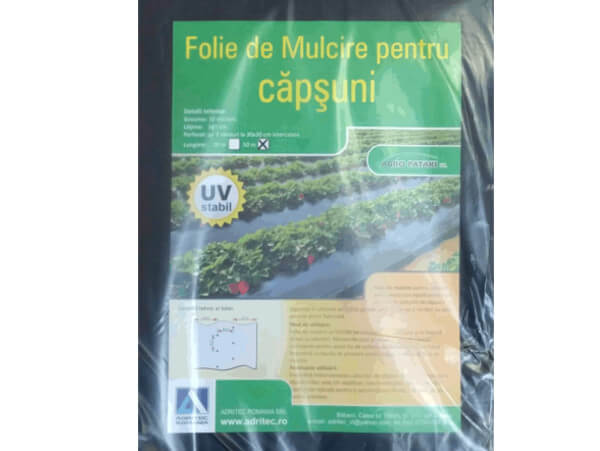 Folie mulcire pentru capsuni, perforata in zig-zag, 1.4m * 50m / 30 mic / negru - Punga