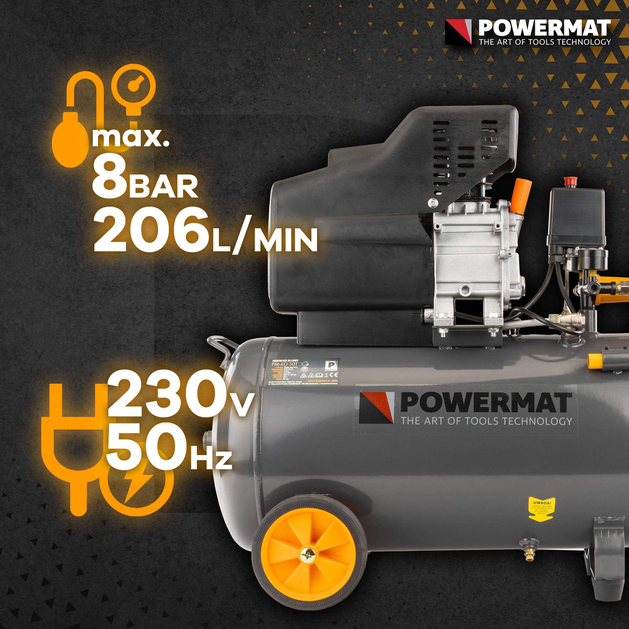 Compresor de ulei, capacitate 50L, Powermat, PM0685 — imaginea 11