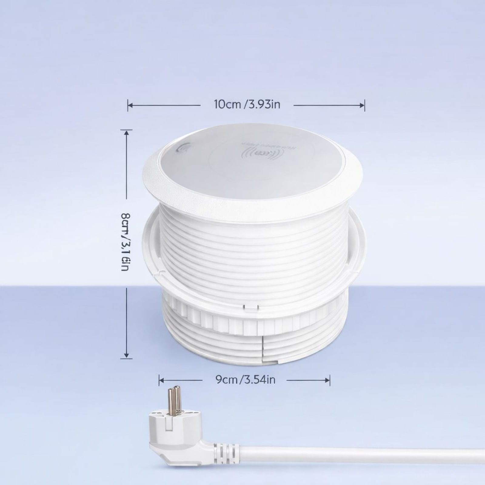 Priza Incorporabila Wireless, Adsinio, 1 Schuko, 1 USB-C, 2 USB-A, 1 Wireless, Alb
