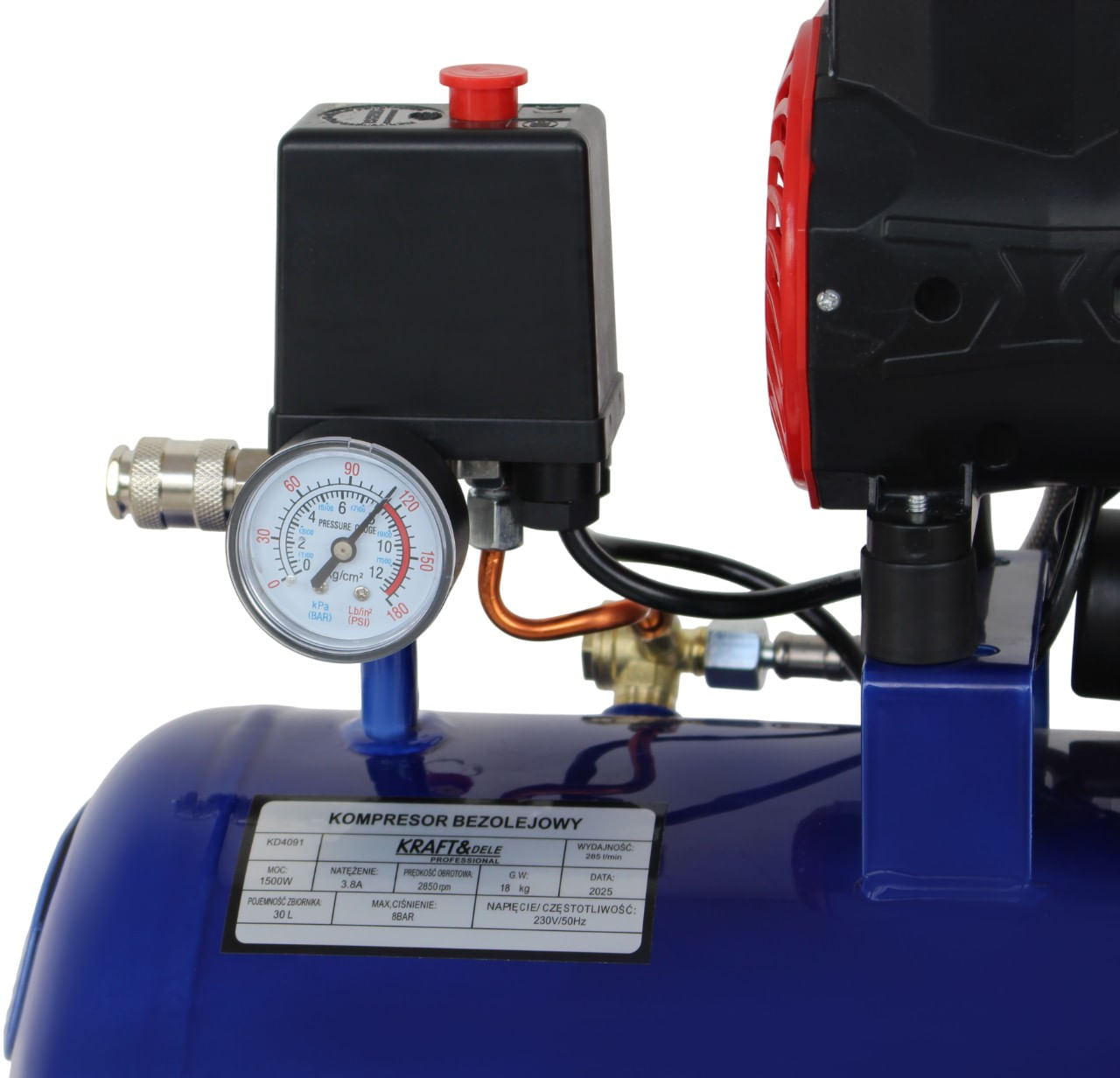 Compresor 30L fara ulei, Kraft&Dele, 1500W, KD4091 — imaginea 6