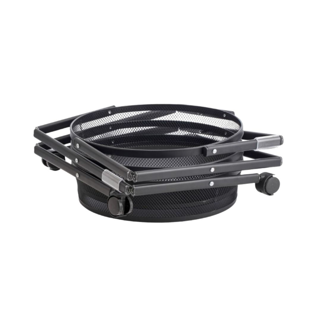 Carucior de depozitare cu 3 cosuri rotunde din plasa metalica – Mobil cu roti, culoare negru Ø37x88 cm — imaginea 2