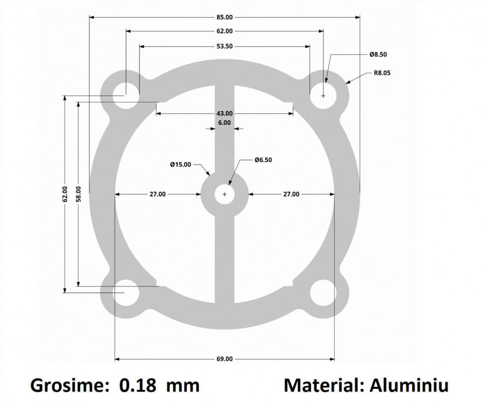 Garnitura aluminiu cilindru cap compresor 65mm 78x78mm CH096 Mod.19 — imaginea 3