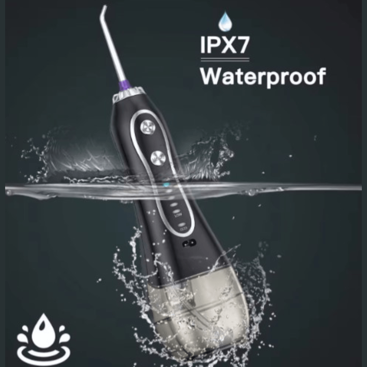 Irigator bucal profesional, Dus bucal, Adsinio,8 Capete,5 Trepte de presiune,Husa de transport,Rezervor Detasabil,Negru