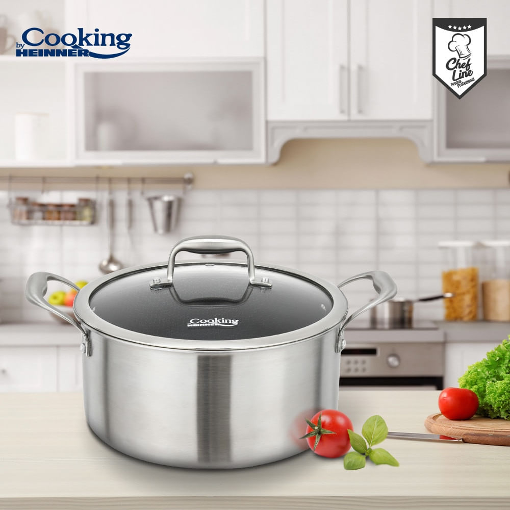 Oala cu capac sticla Cooking by Heinner Titanium, 3 straturi, inox, inductie, 20 x 10 cm, 2.8 L — imaginea 4