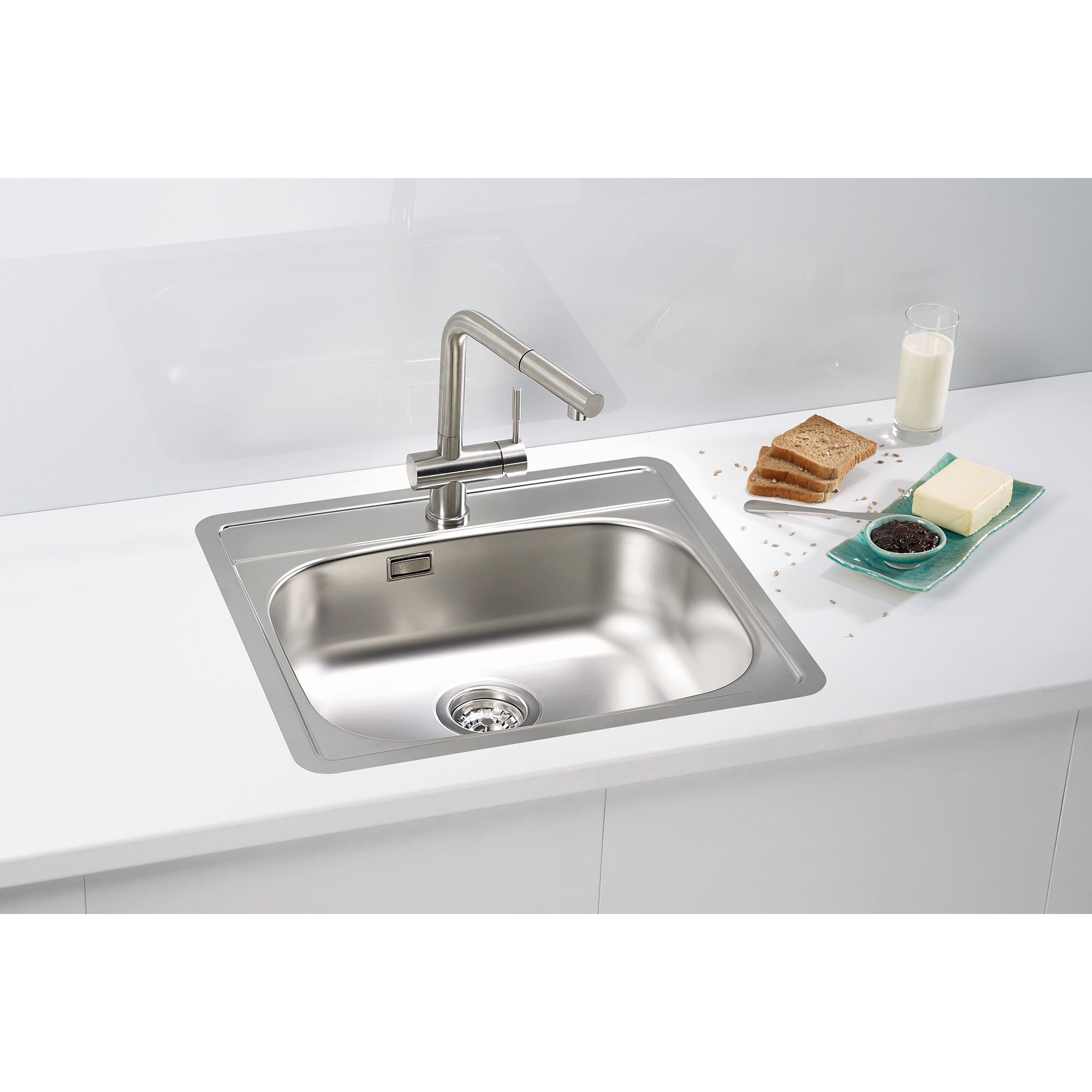 Chiuveta bucatarie Alveus More 10 leinen, 560x500 mm, adancime 166 mm, inox, incastrabila — imaginea 3