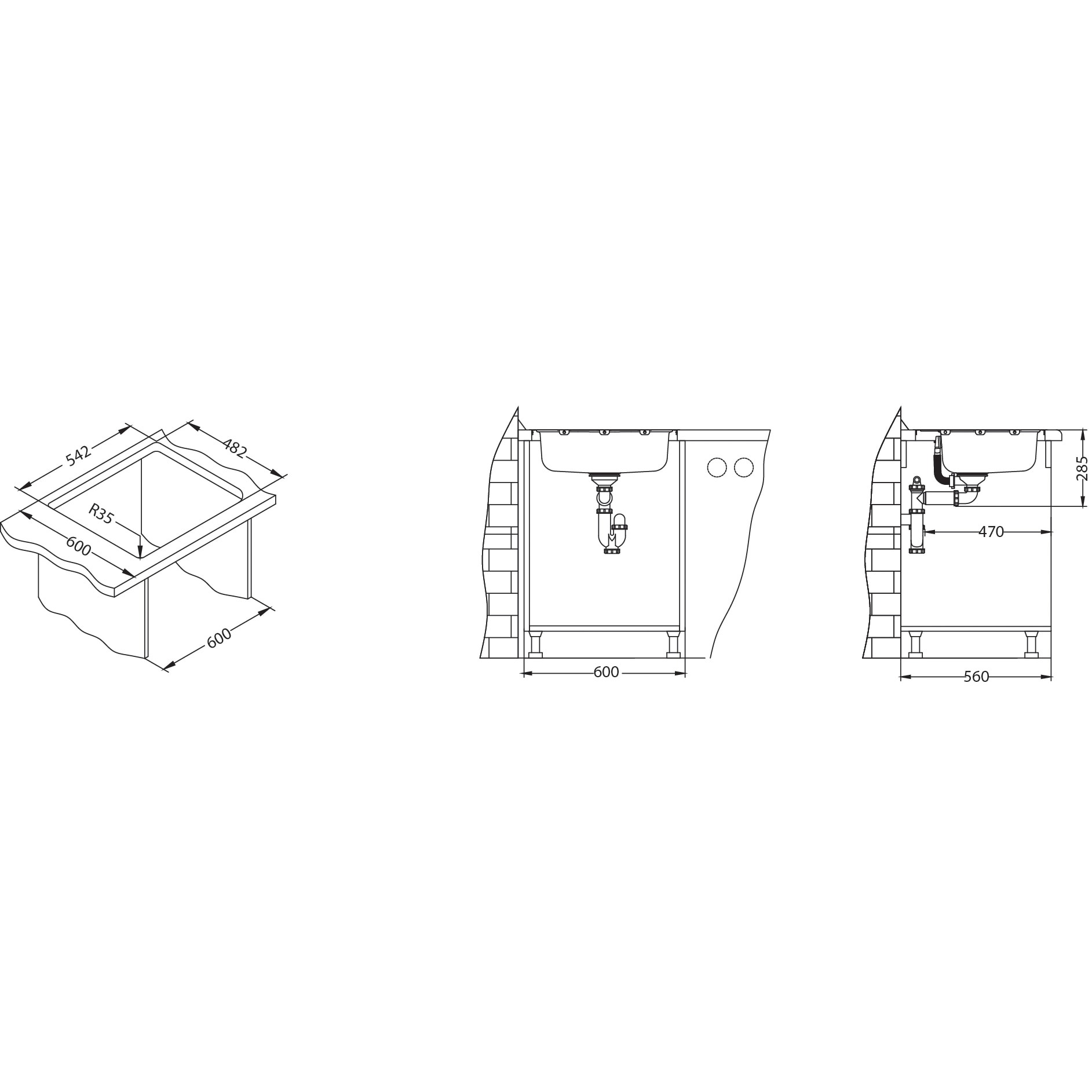 Chiuveta bucatarie Alveus More 10 leinen, 560x500 mm, adancime 166 mm, inox, incastrabila — imaginea 4