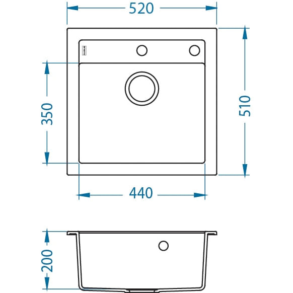 Chiuveta bucatarie Alveus Formic 20 A55 incastrabila, 520x510mm, adancime 200mm,material compozit, Bej melange — imaginea 3