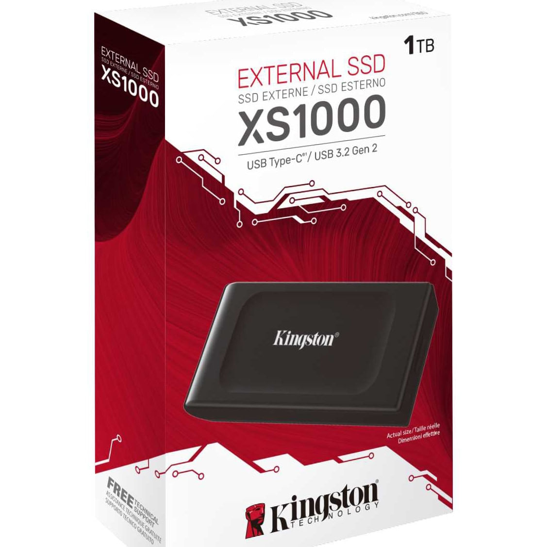 SSD extern portabil Kingston XS1000, 1TB, USB 3.2, Negru