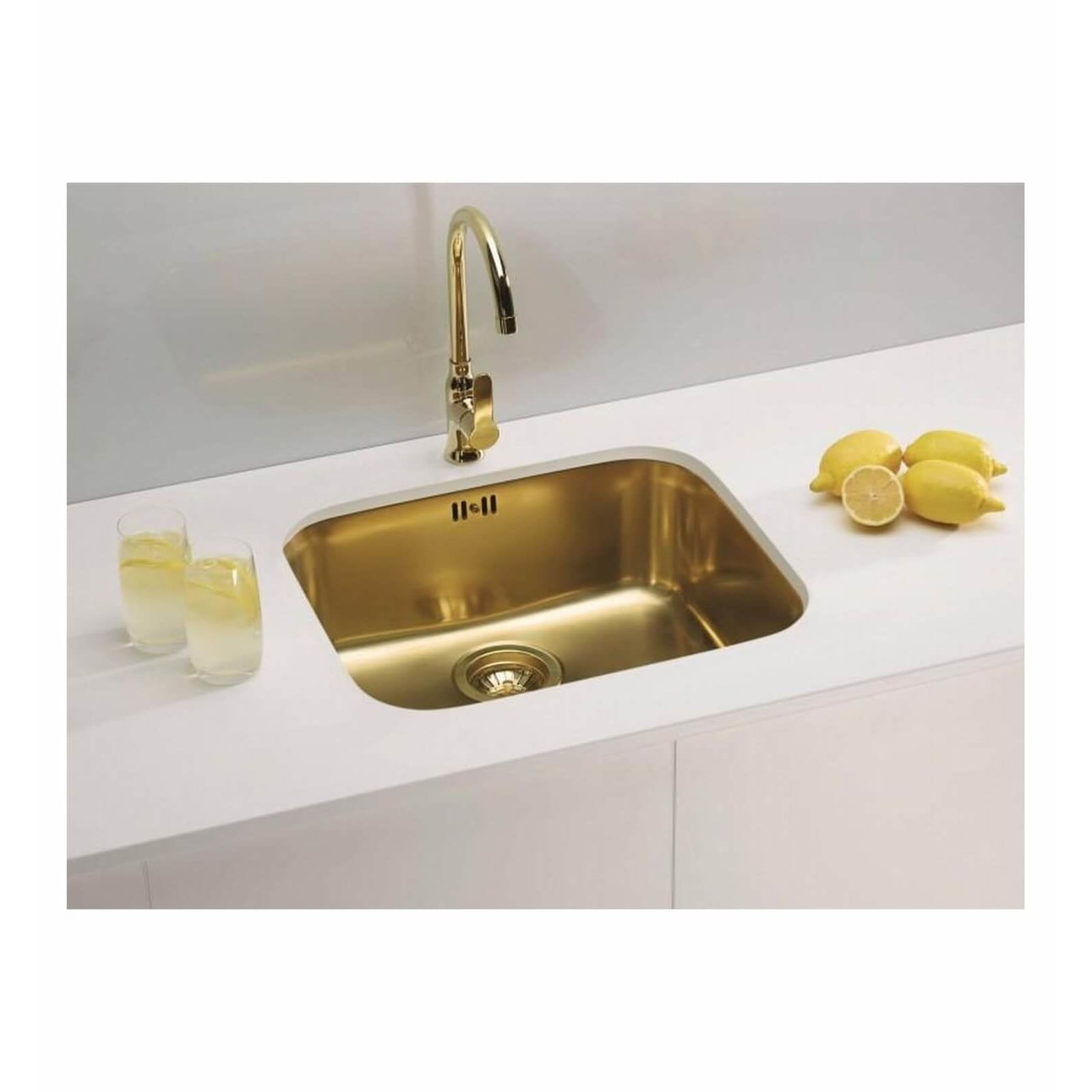 Chiuveta Alveus Monarch Variant 10 gold, dimensiune 480x400, adancime 180 mm, sifon finisaj gold inclus — imaginea 3