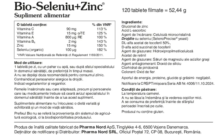 Bio-Seleniu+Zinc 120 tb
