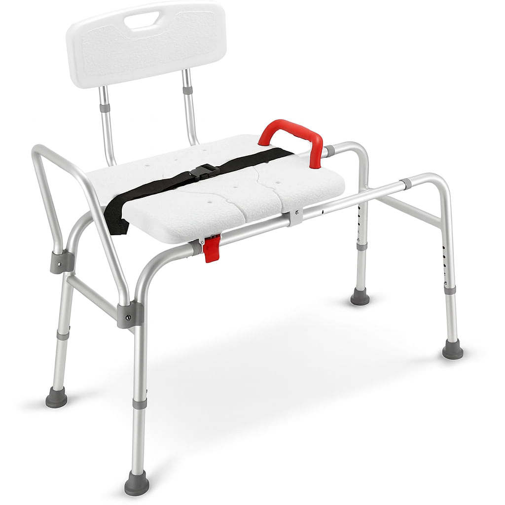Scaun transfer cada/dus , Linomag®, reglabil 65 cm, sezut culisant cu decupaj, spatar si maner siguranta, Alb - imagine 3
