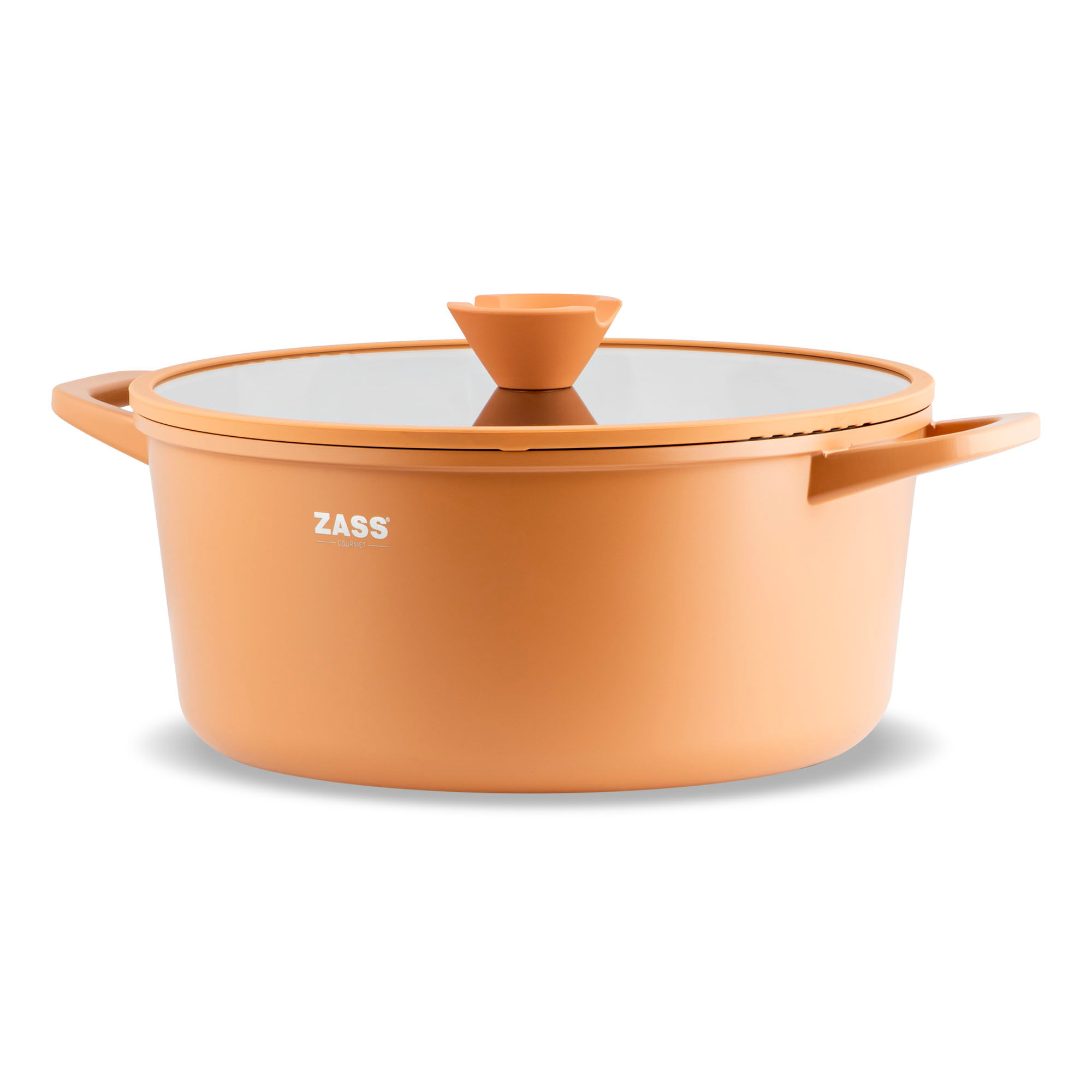 Oala din aluminiu turnat sub presiune si acoperire ceramica cu capac din sticla – 28 cm - ZG-ACS 15 TERACOTTA — imaginea 3