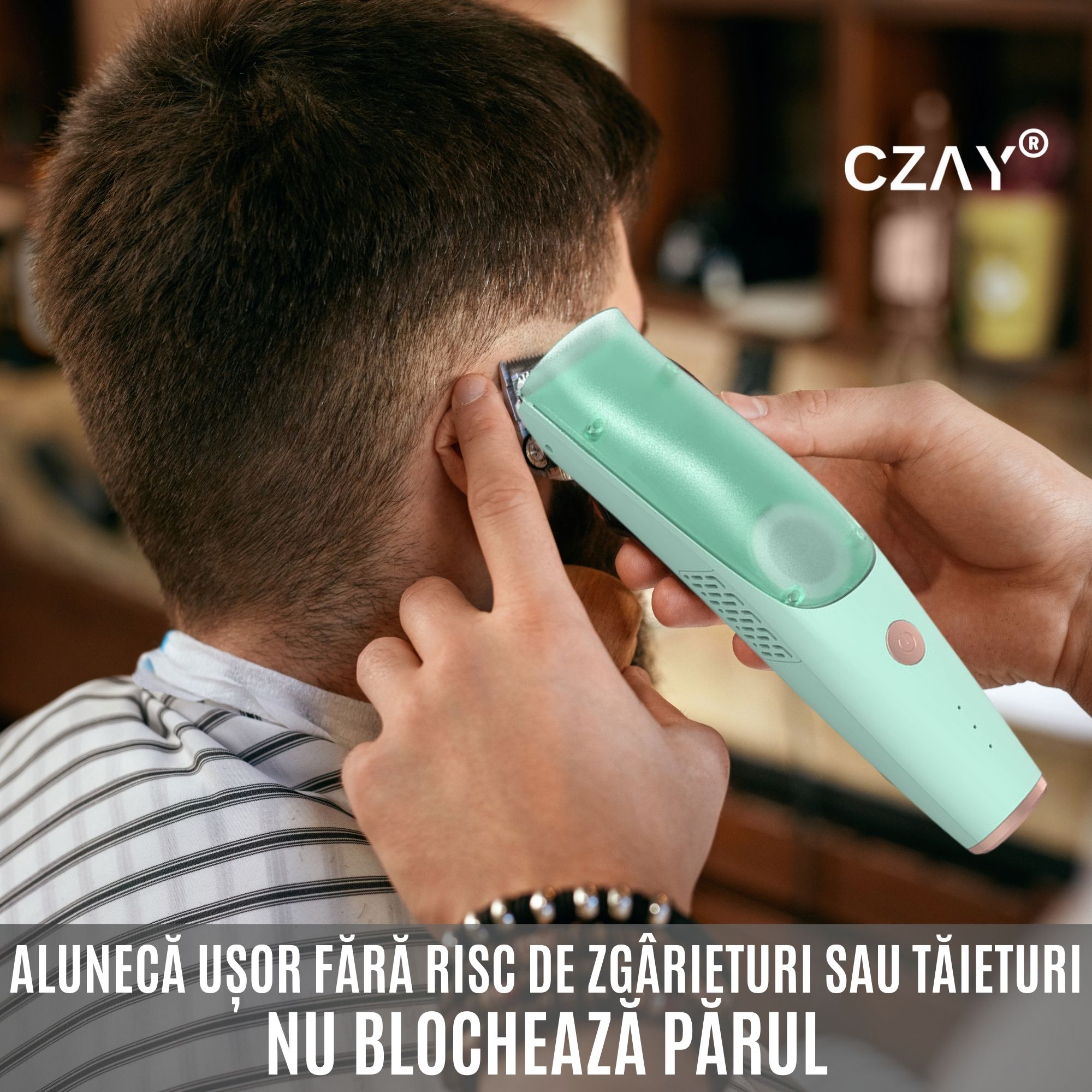 Aparat Tuns Bebelusi Ultra Silentios CZAY®, Aspirare Par, Lame Inox si Ceramica, 2 Trepte Viteza, USB, 2 Piepteni - imagine 8