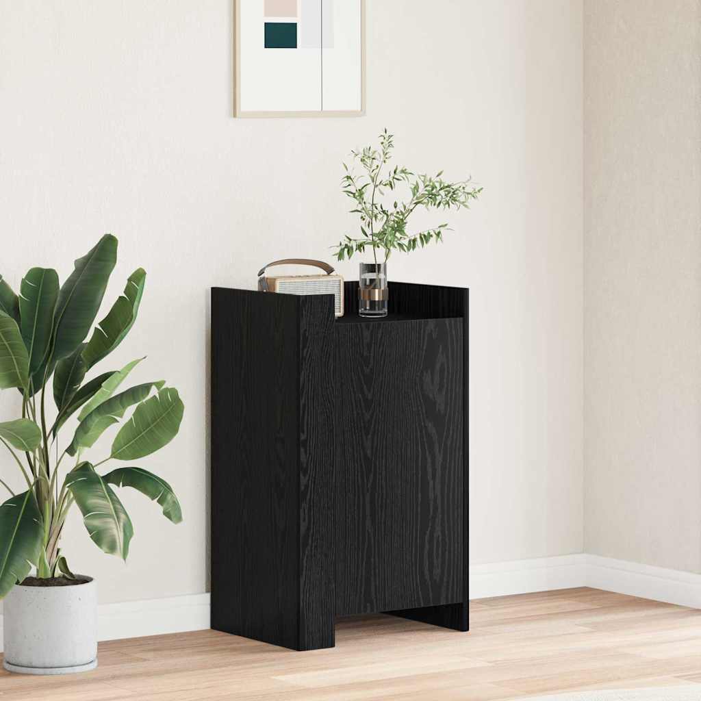 Bufet Stejar Negru 45x35x75 cm Lemn Ingineresc — imaginea 2