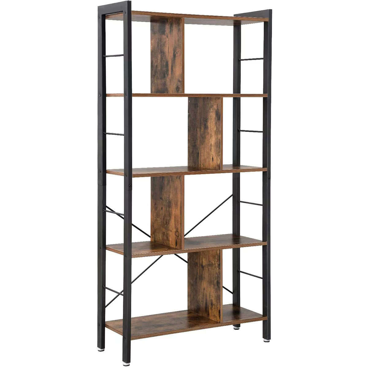 Raft depozitare/biblioteca cu 4 niveluri, Design industrial, 74 x 30 x 154 cm — imaginea 5