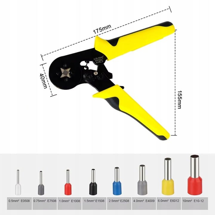 Set Cleste Sertizare NewEvo, 0.25-10 mm2, 1800 Pini Terminali de Diferite Dimensiuni, Galben