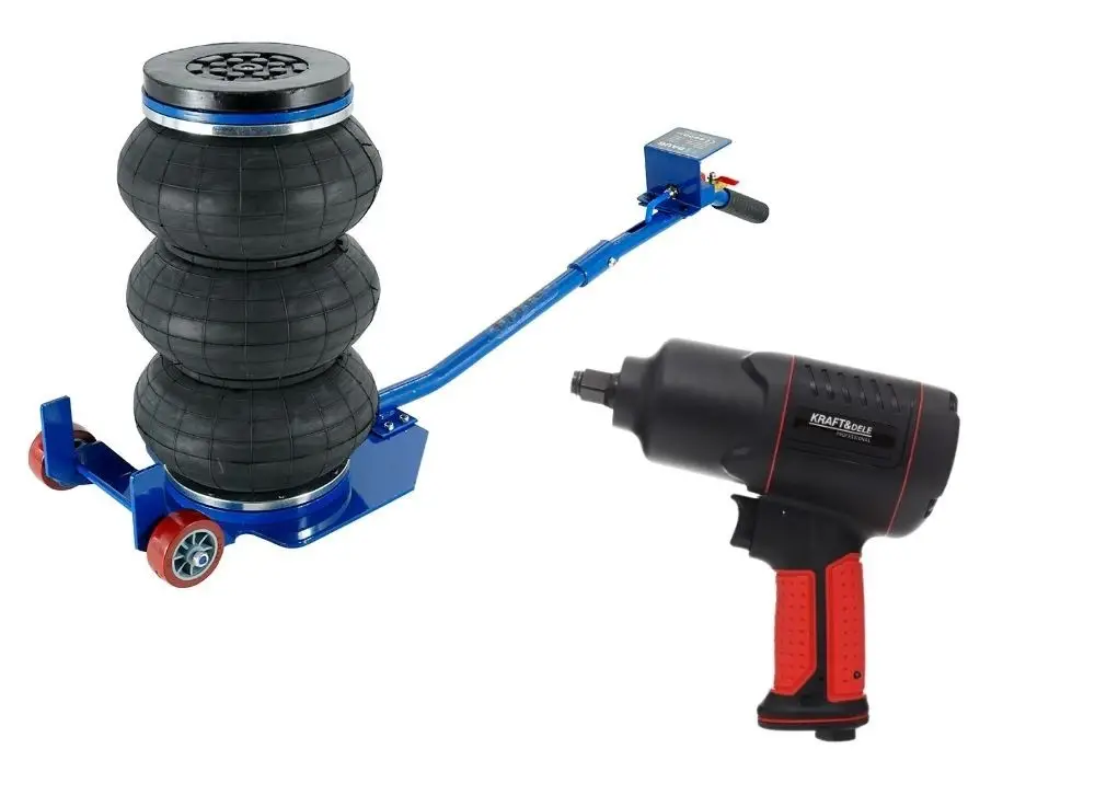 Kit pneumatic service auto, BAUG, cric 3.5 tone cu maner lung pentru service auto si pistol de impact 1200 Nm — imaginea 6