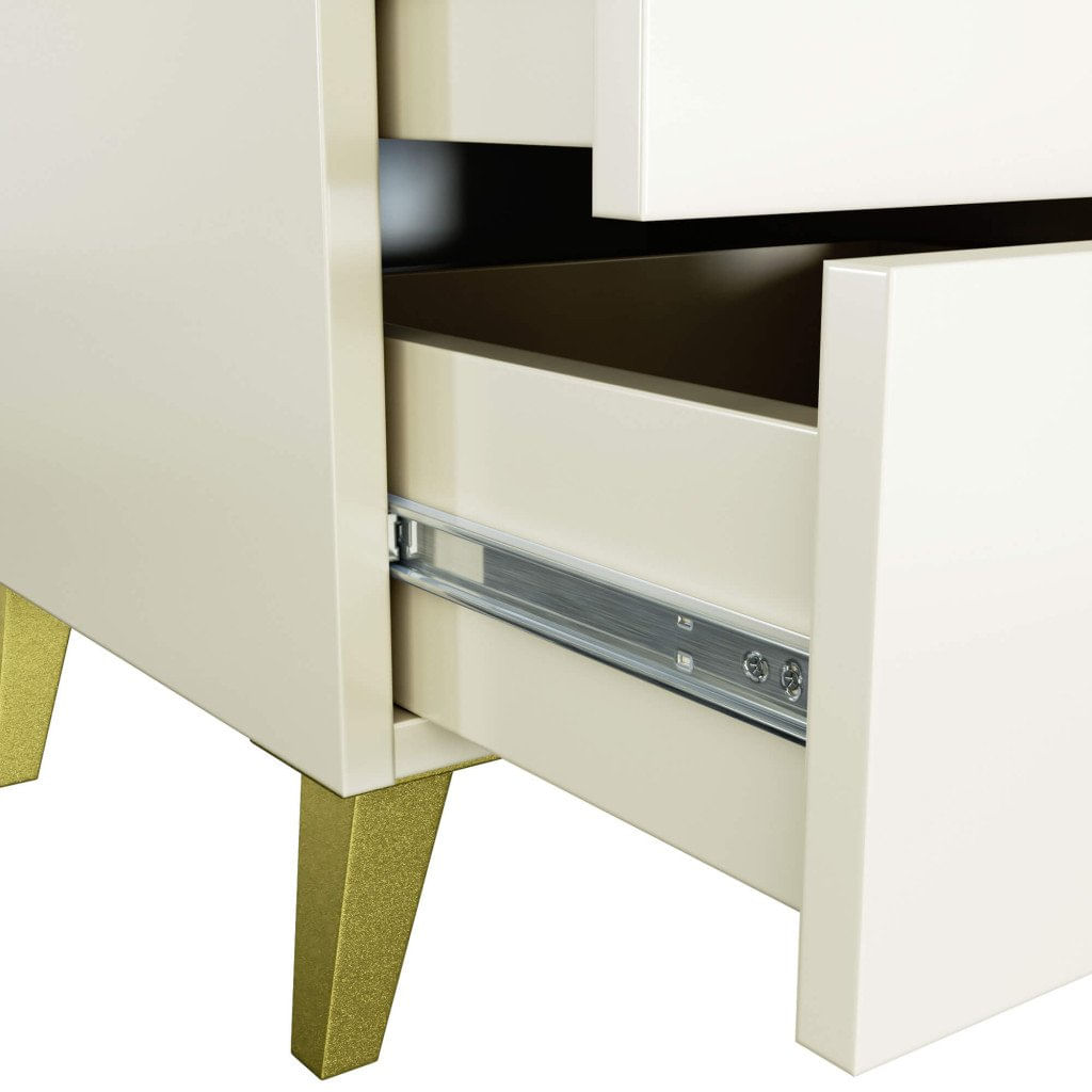 Comoda K-02 cu 2 sertare, PAL laminat 16 mm, 40x37x43 cm, bej si auriu — imaginea 8