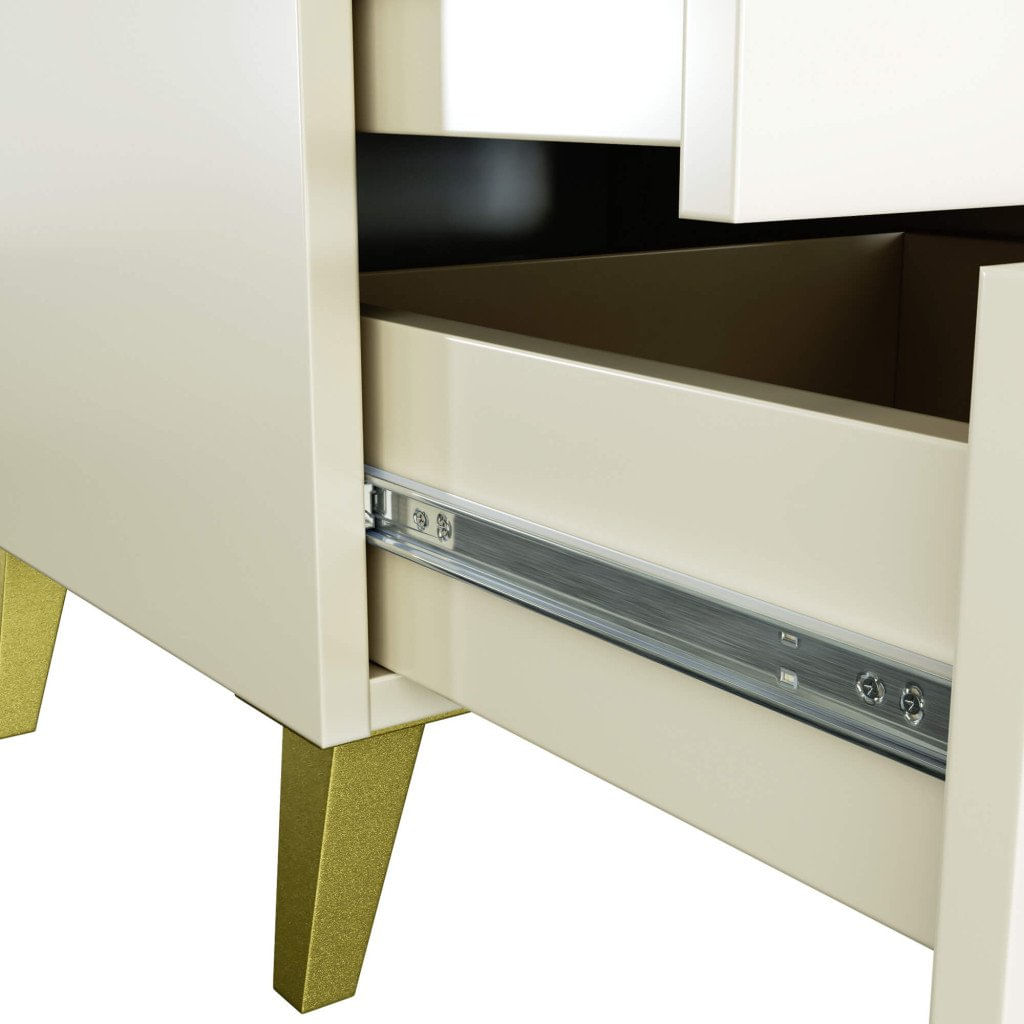Comoda K-03 cu 3 sertare, PAL laminat 16 mm, 40x37x58 cm, bej si auriu — imaginea 3
