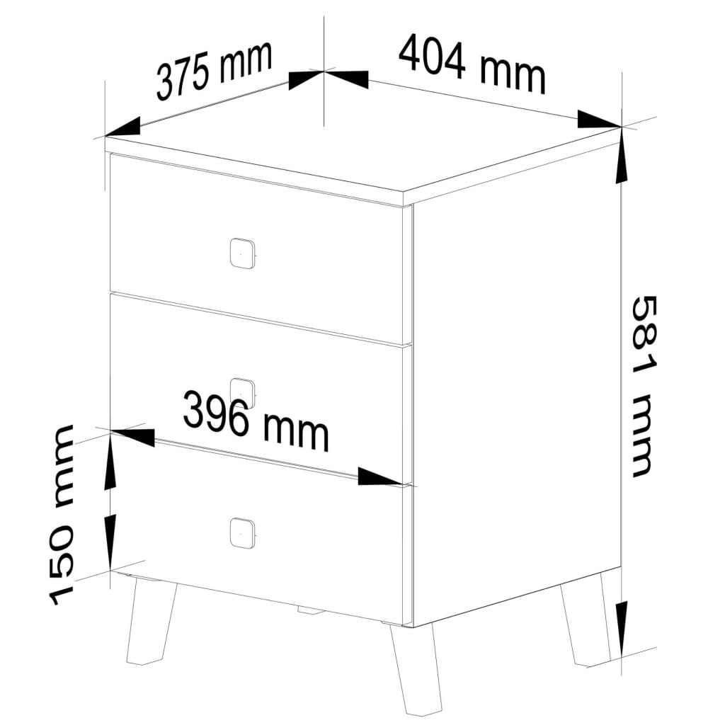 Comoda K-03 cu 3 sertare, PAL laminat 16 mm, 40x37x58 cm, bej si auriu — imaginea 6