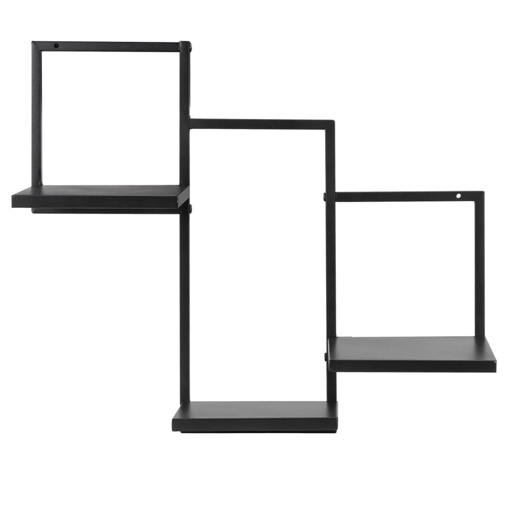 Raft de perete cu 3 polite din MDF si cadru metalic, 58x21x50 cm, negru — imaginea 5