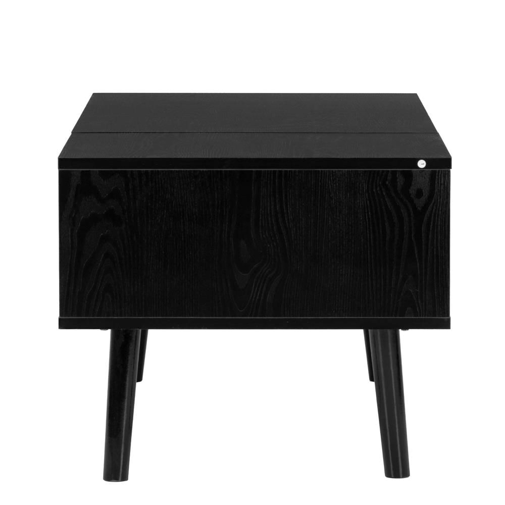 Masuta de cafea cu blat rabatabil si spatiu de depozitare, cadru metalic si PAL, 100x50x43 cm, negru — imaginea 6