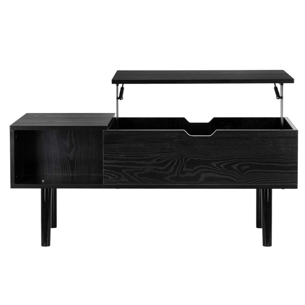 Masuta de cafea cu blat rabatabil si spatiu de depozitare, cadru metalic si PAL, 100x50x43 cm, negru — imaginea 10