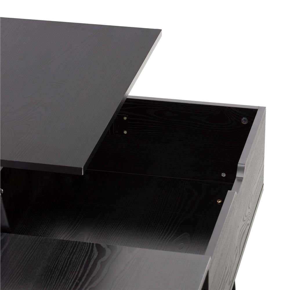 Masuta de cafea cu blat rabatabil si spatiu de depozitare, cadru metalic si PAL, 100x50x43 cm, negru — imaginea 13