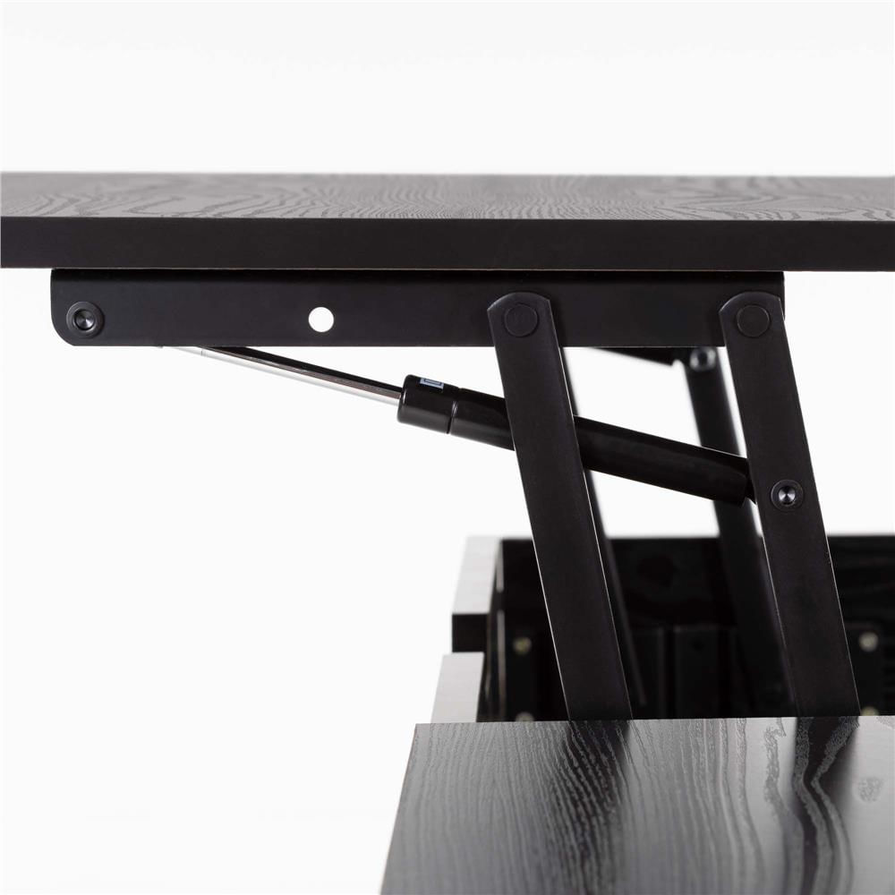 Masuta de cafea cu blat rabatabil si spatiu de depozitare, cadru metalic si PAL, 100x50x43 cm, negru — imaginea 16